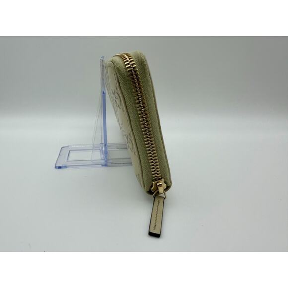 GUCCI Guccissima Leather Zip Around Wallet White Embossed GG Continental | COA - Picture 6 of 13